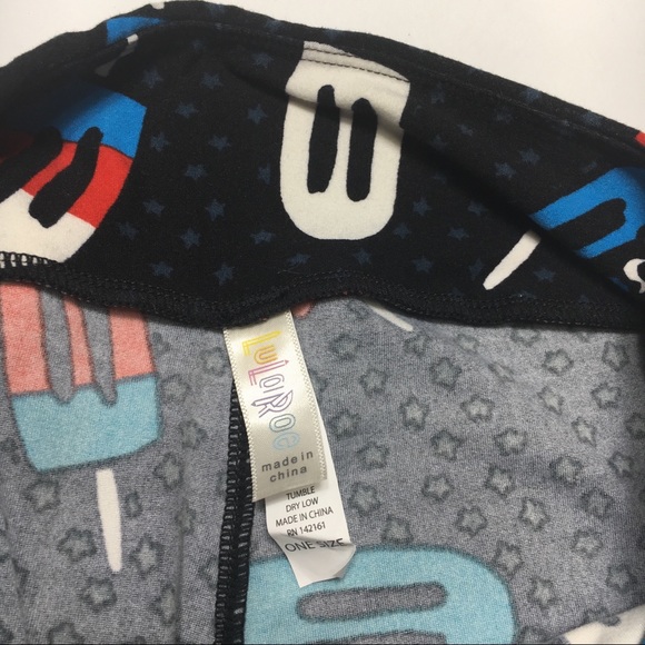 LuLaRoe Patriotic Popsicle Leggings, sz OS - Picture 4 of 5